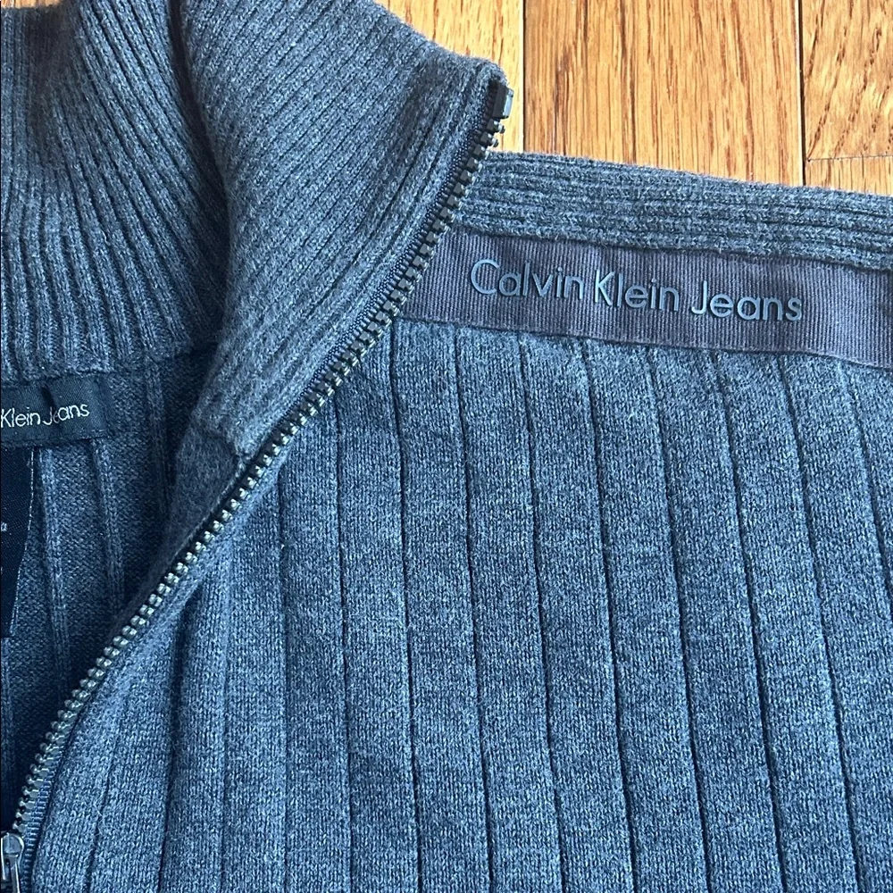 Calvin Klein Men's Charcoal Zip-Up Sweater - Picture 4 of 9